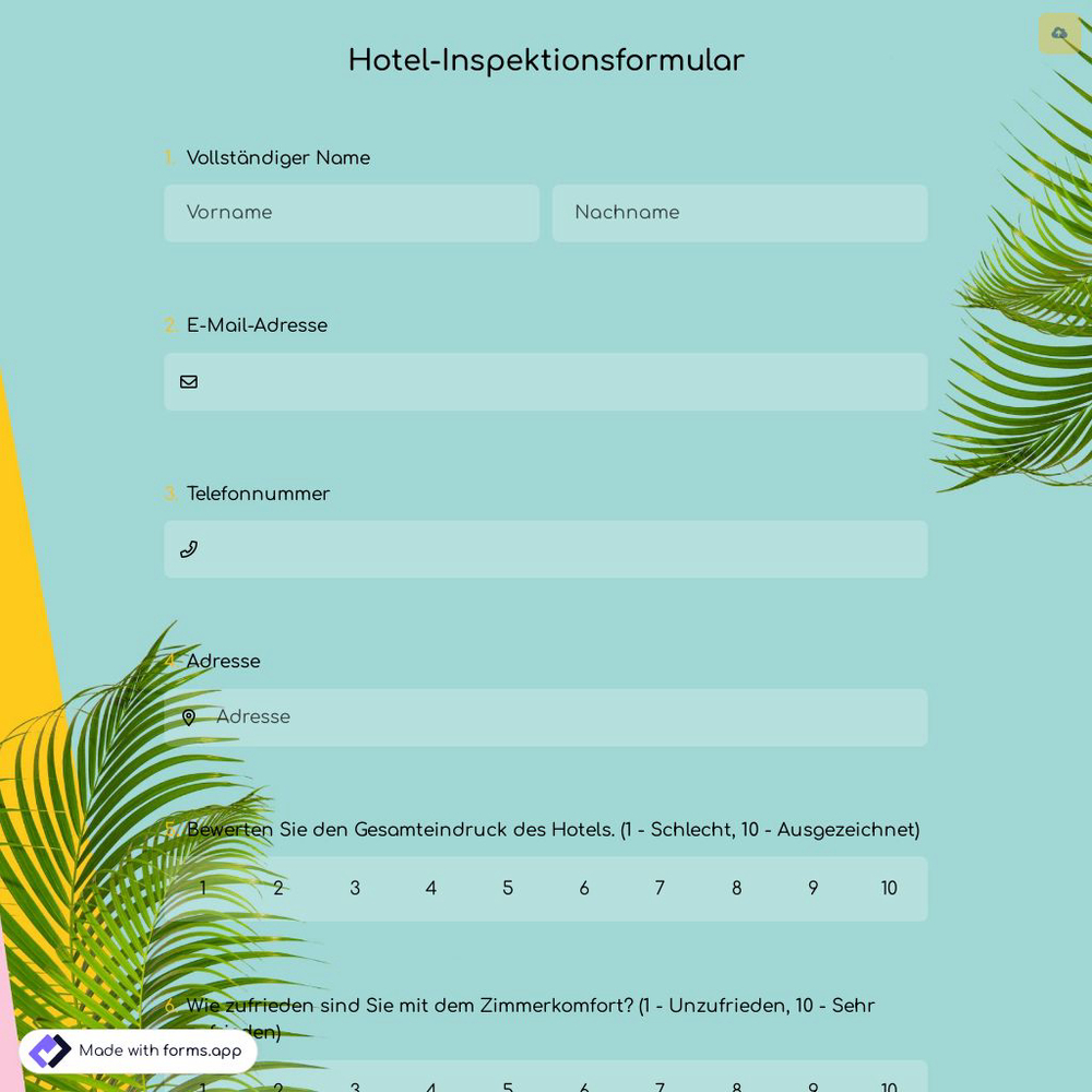 Hotel-Inspektionsformular