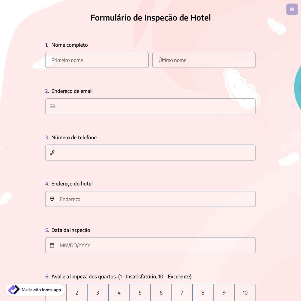 Formulário de Inspeção de Hotel