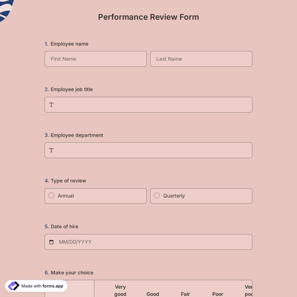 Performance Review Form