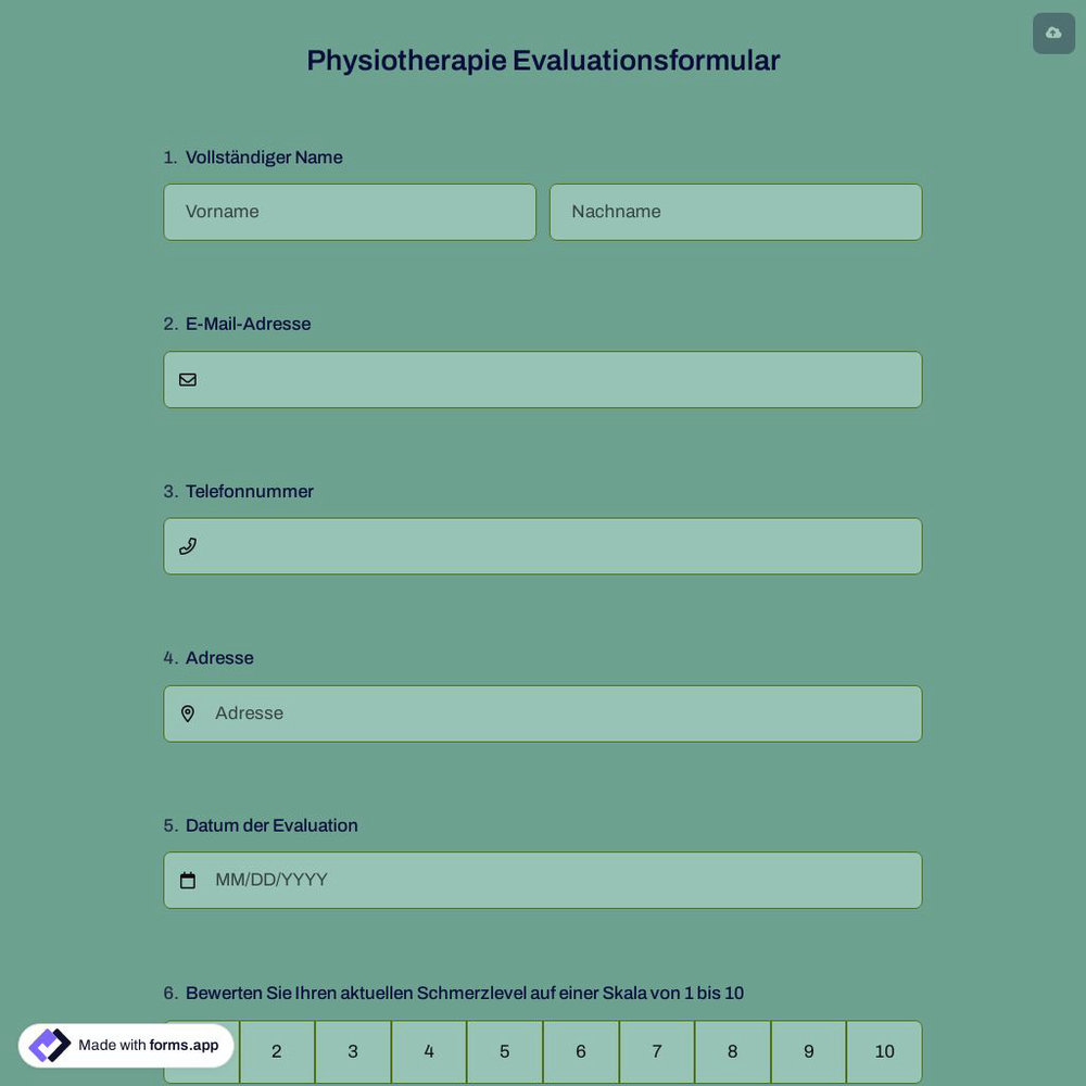 Physiotherapie Evaluationsformular