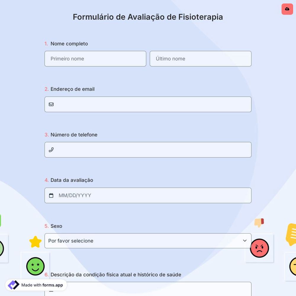 Formulário de Avaliação de Fisioterapia