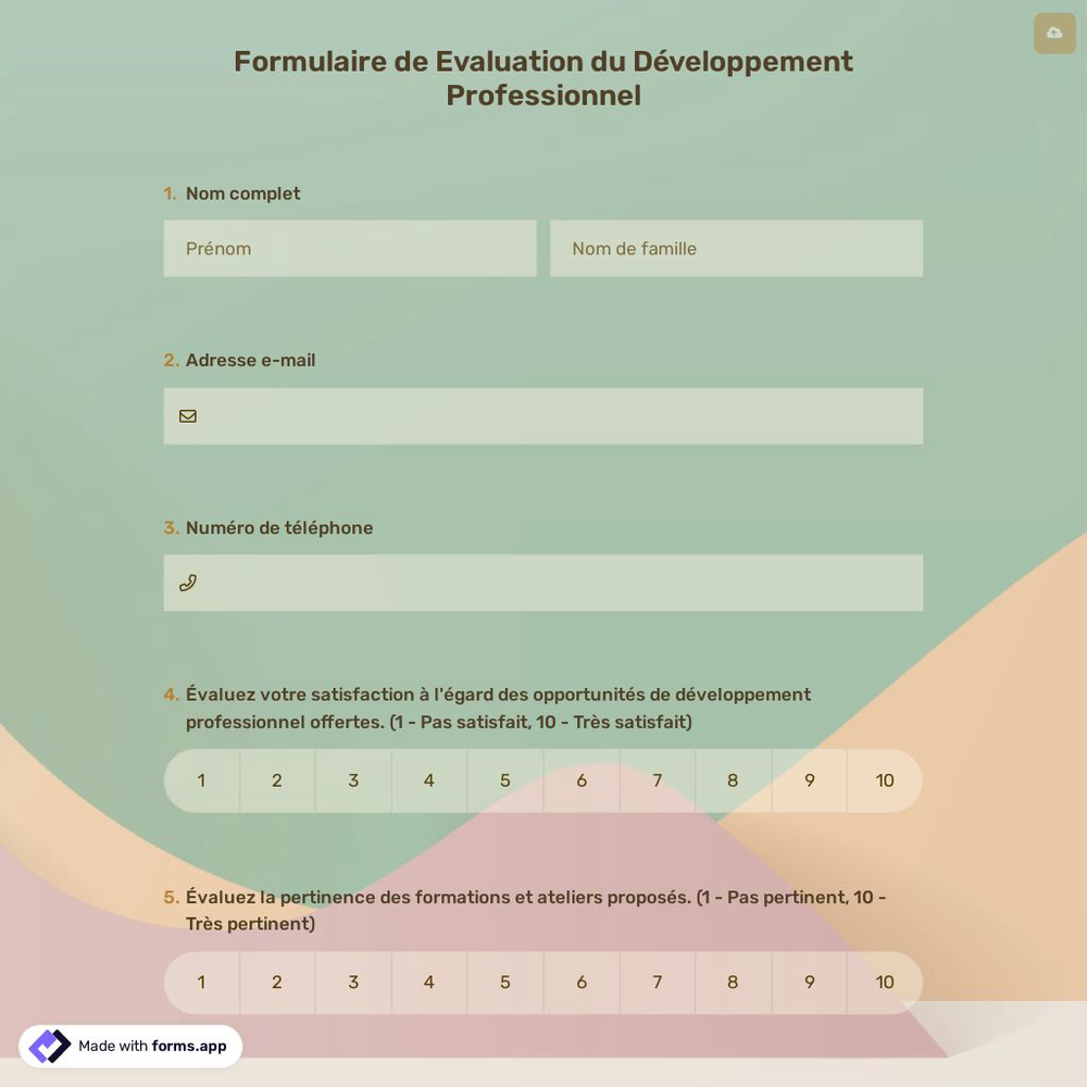 Formulaire de Evaluation du Développement Professionnel