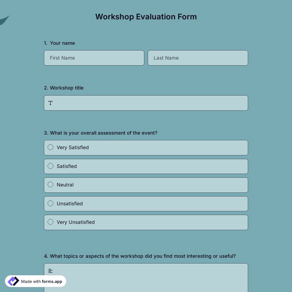 Workshop Evaluation Form