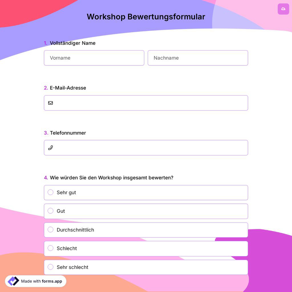 Workshop Bewertungsformular