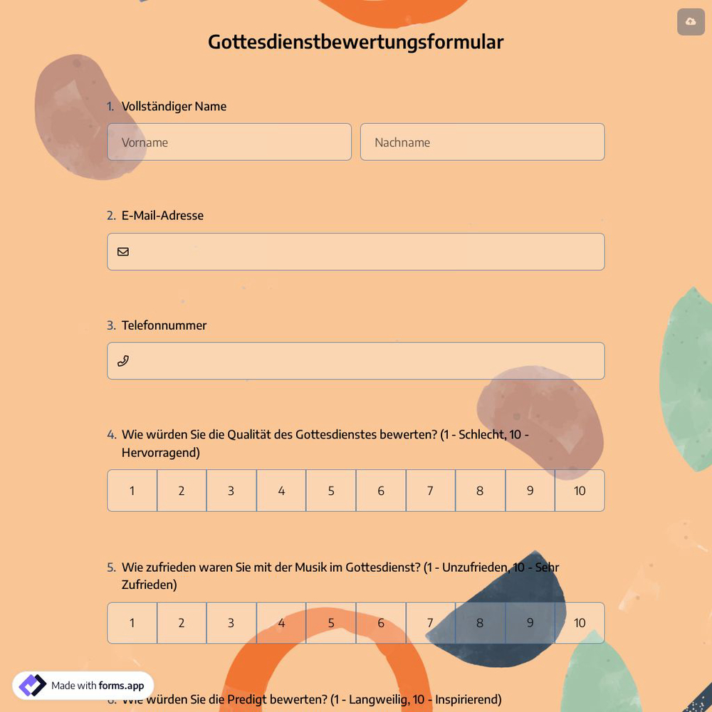 Gottesdienstbewertungsformular