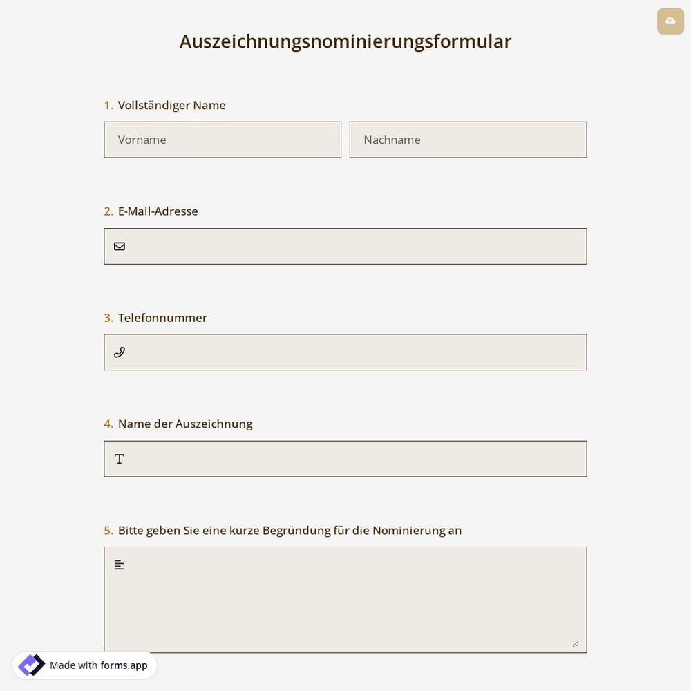Auszeichnungsnominierungsformular