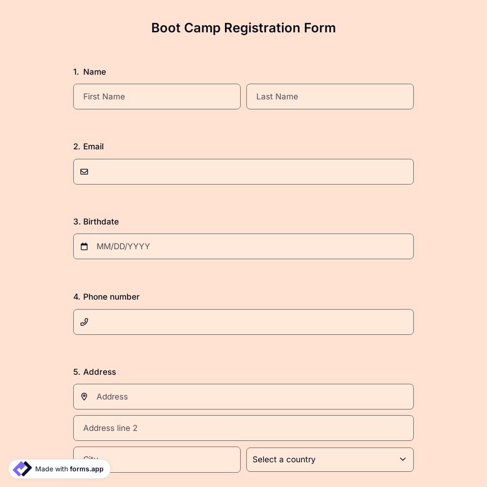 Boot Camp Registration Form