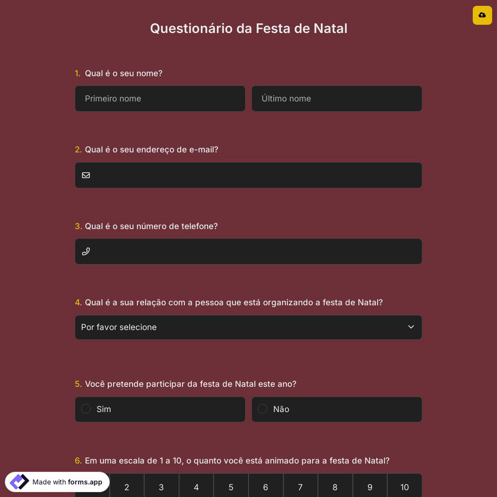Questionário da Festa de Natal