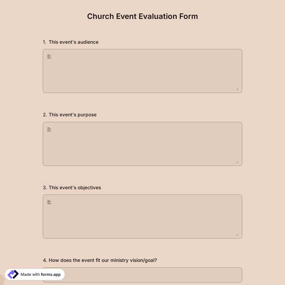 Church Event Evaluation Form 