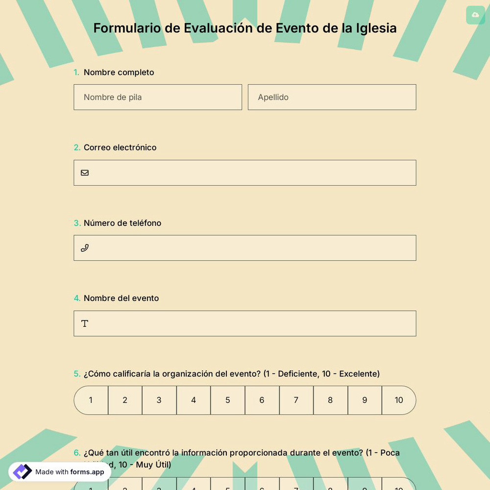 Formulario de Evaluación de Evento de la Iglesia
