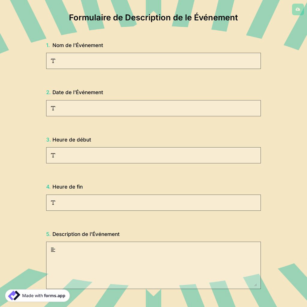 Formulaire de Description de le Événement