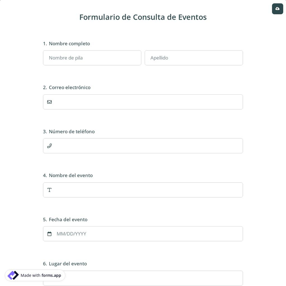 Formulario de Consulta de Eventos