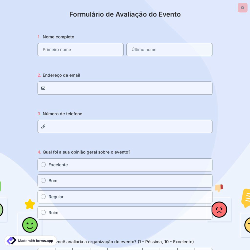 Formulário de Avaliação do Evento