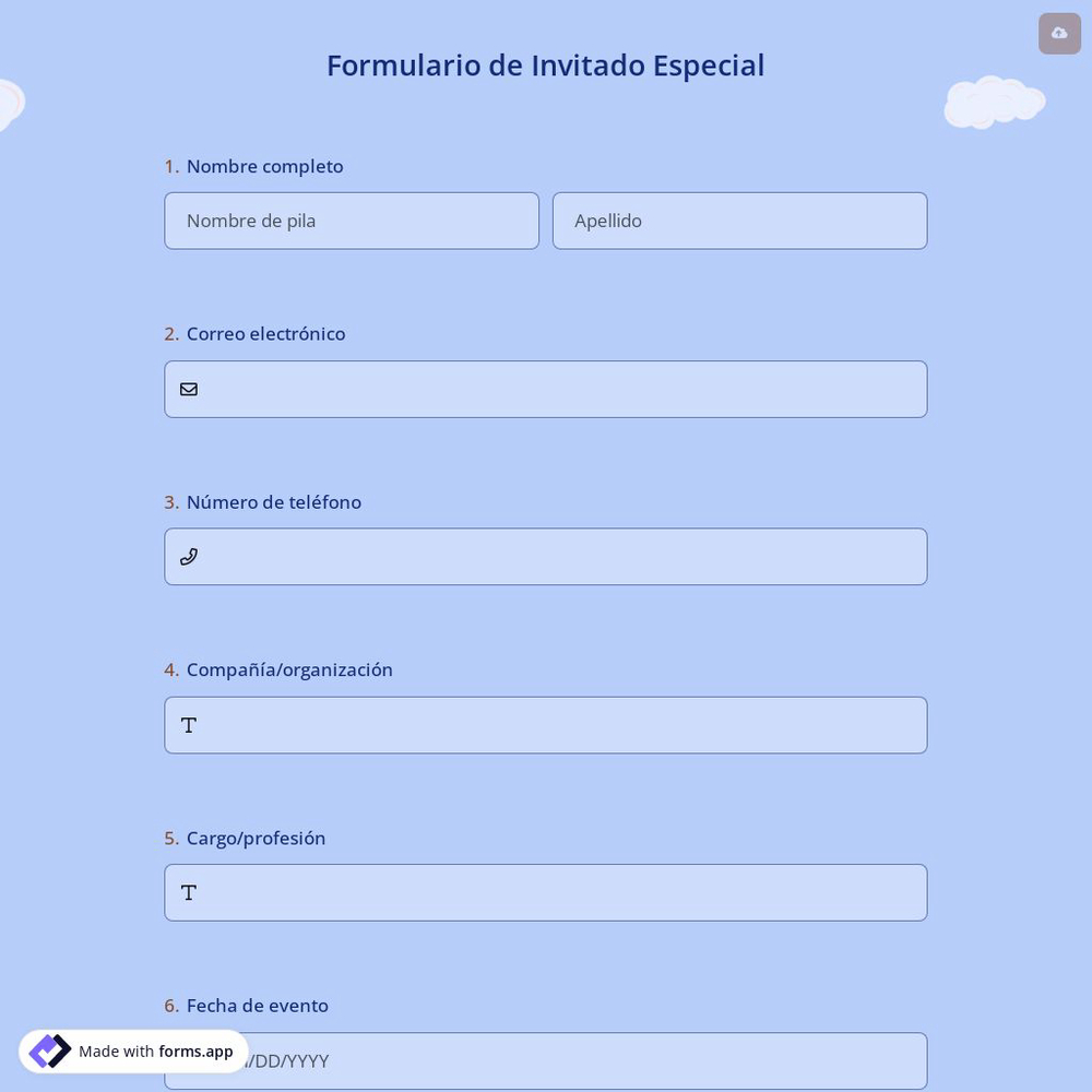 Formulario de Invitado Especial