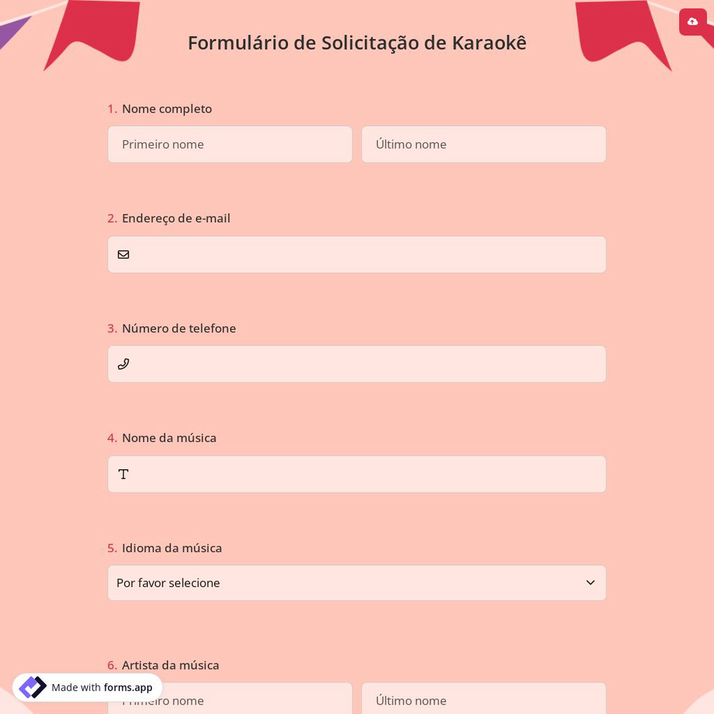 Formulário de Solicitação de Karaokê