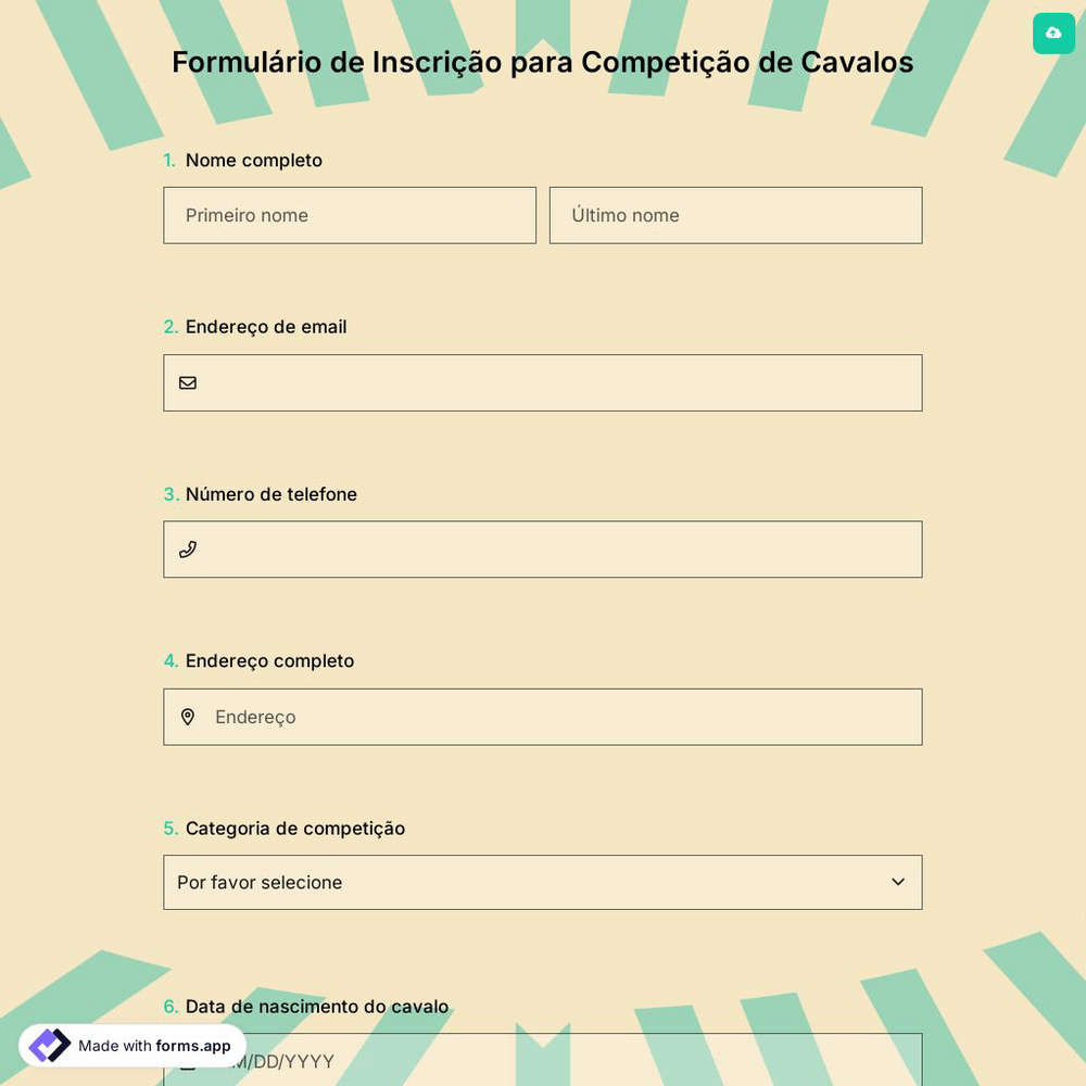 Formulário de Inscrição para Competição de Cavalos