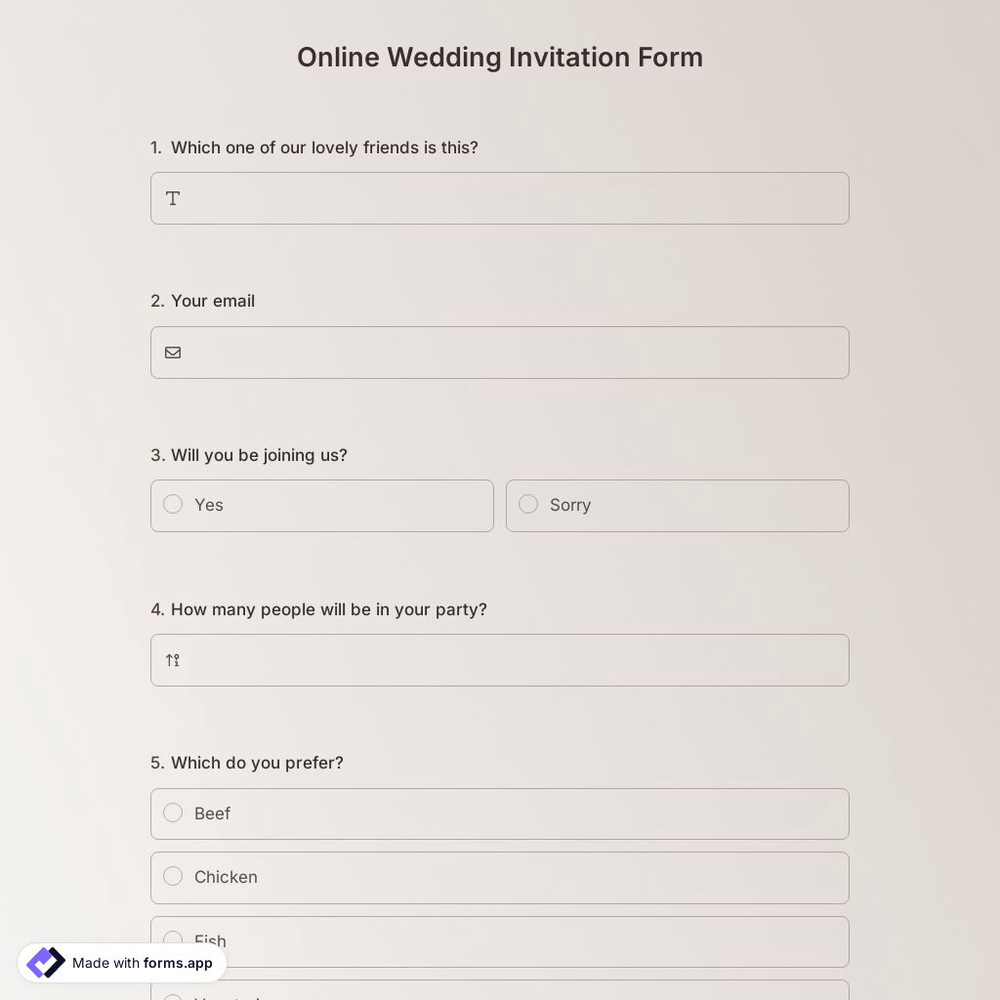 Online Wedding Invitation Form