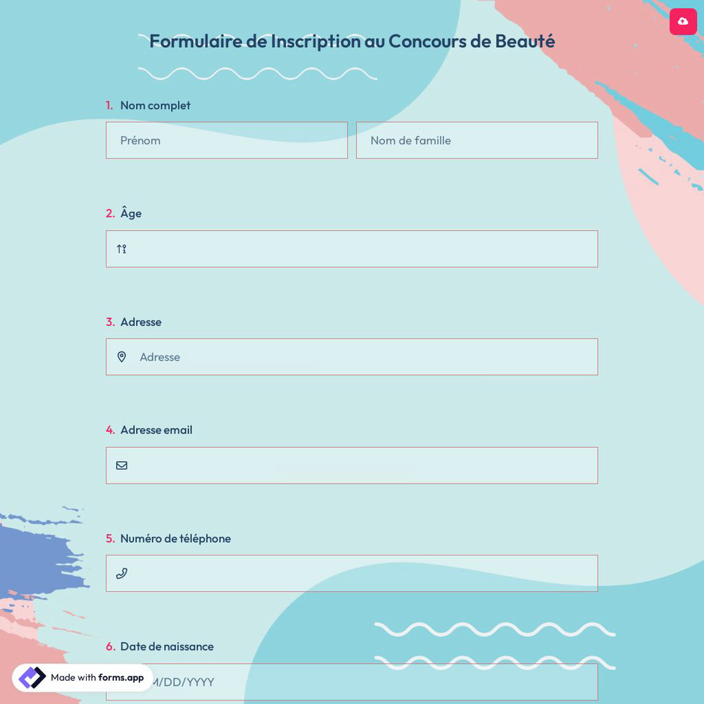 Formulaire de Inscription au Concours de Beauté