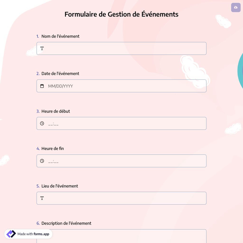 Formulaire de Gestion de Événements