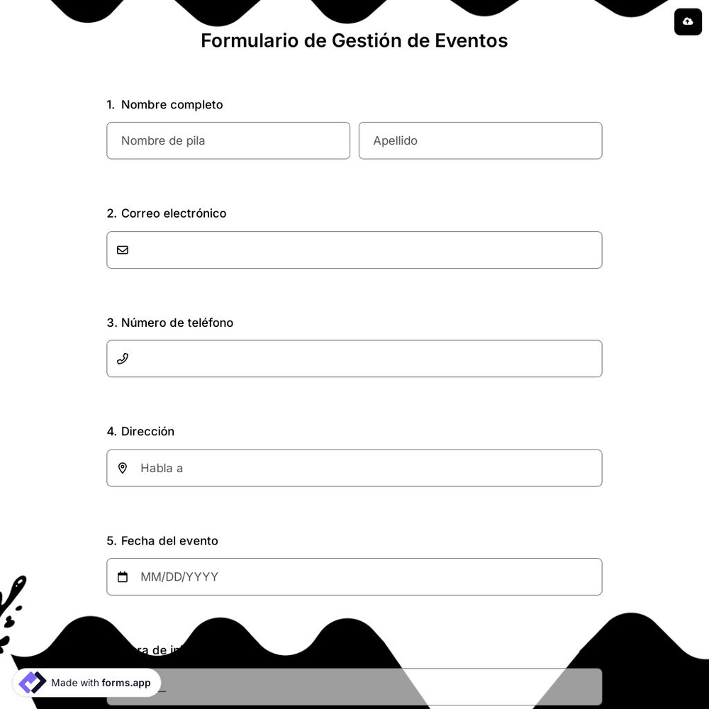 Formulario de Gestión de Eventos