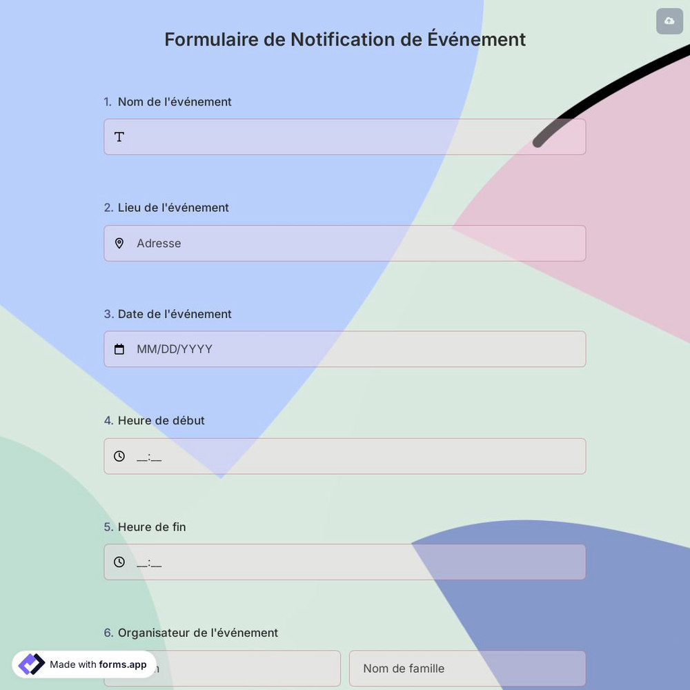 Formulaire de Notification de Événement