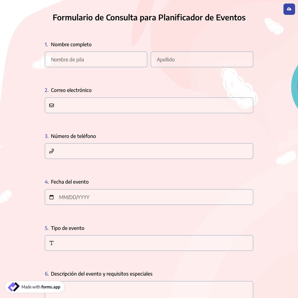 Formulario de Consulta para Planificador de Eventos