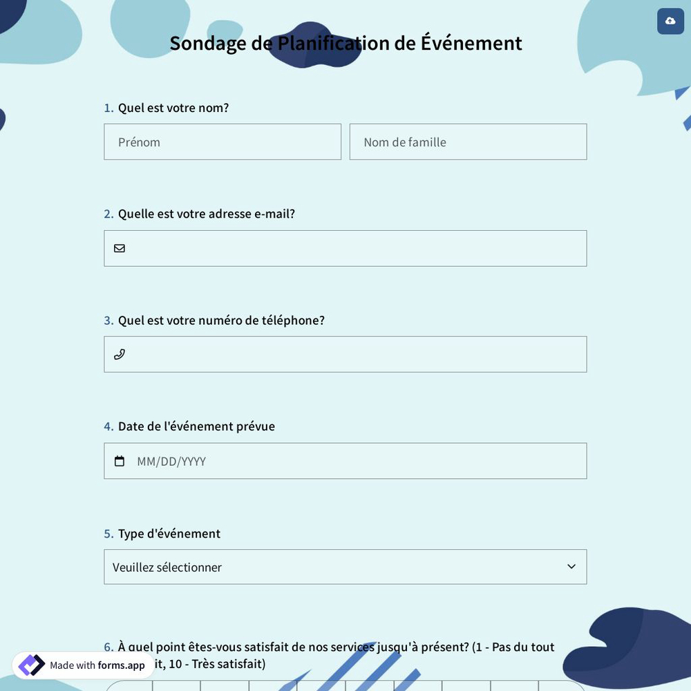 Sondage de Planification de Événement