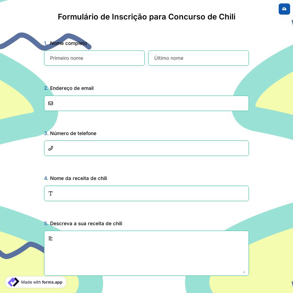 Formulário de Inscrição para Concurso de Chili