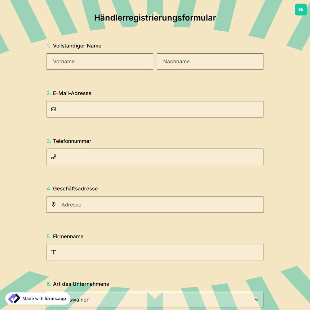 Händlerregistrierungsformular