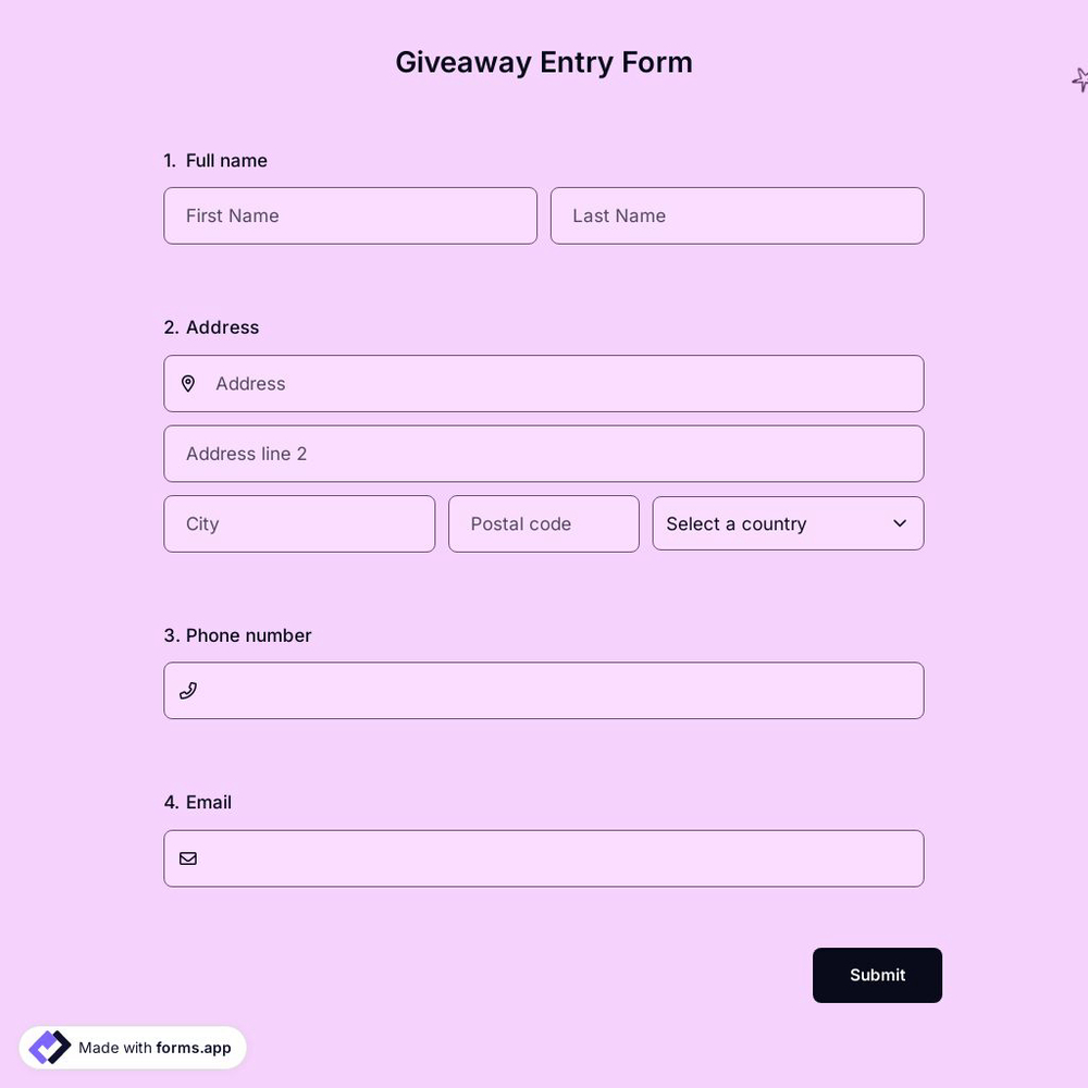 Giveaway Entry Form