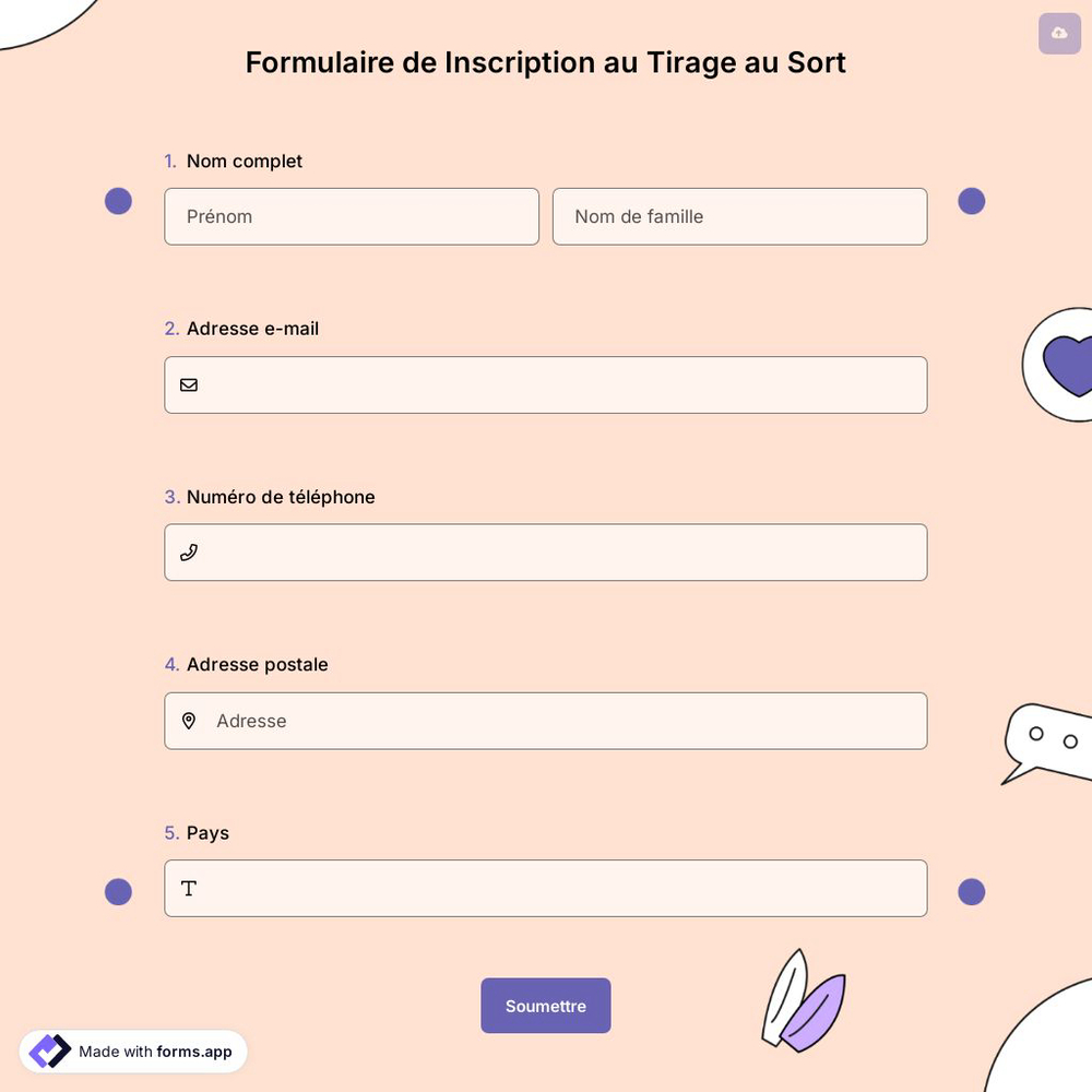 Formulaire de Inscription au Tirage au Sort