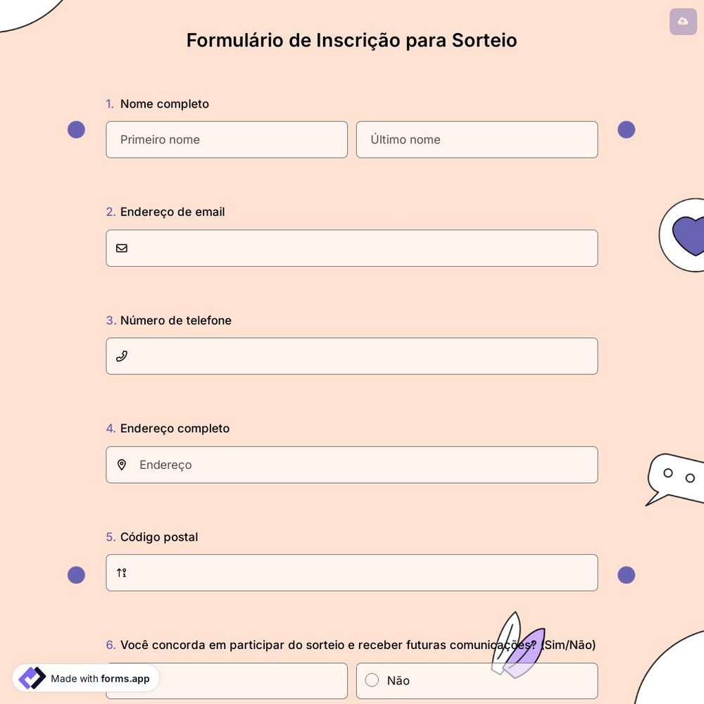 Formulário de Inscrição para Sorteio