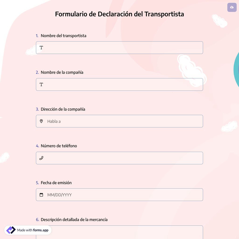 Formulario de Declaración del Transportista