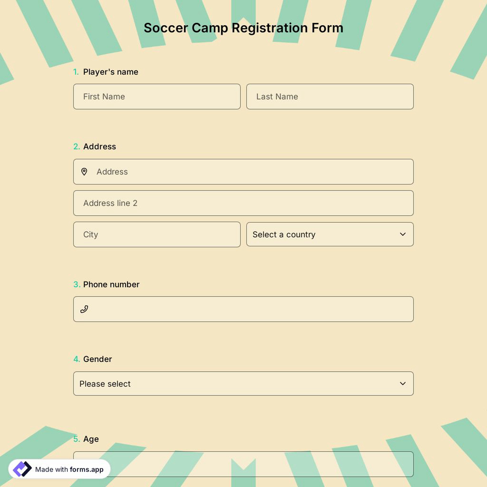 Soccer Camp Registration Form