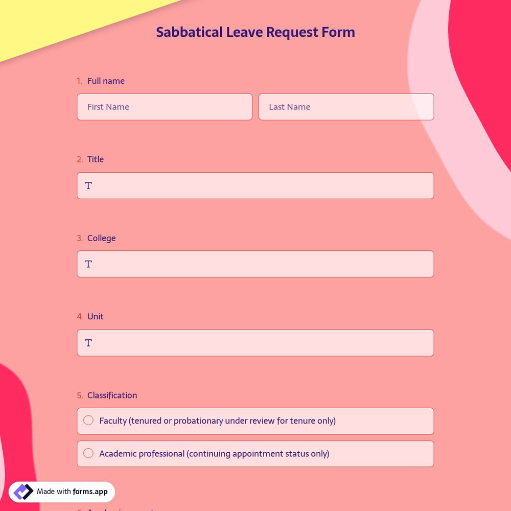 Sabbatical Leave Request Form 
