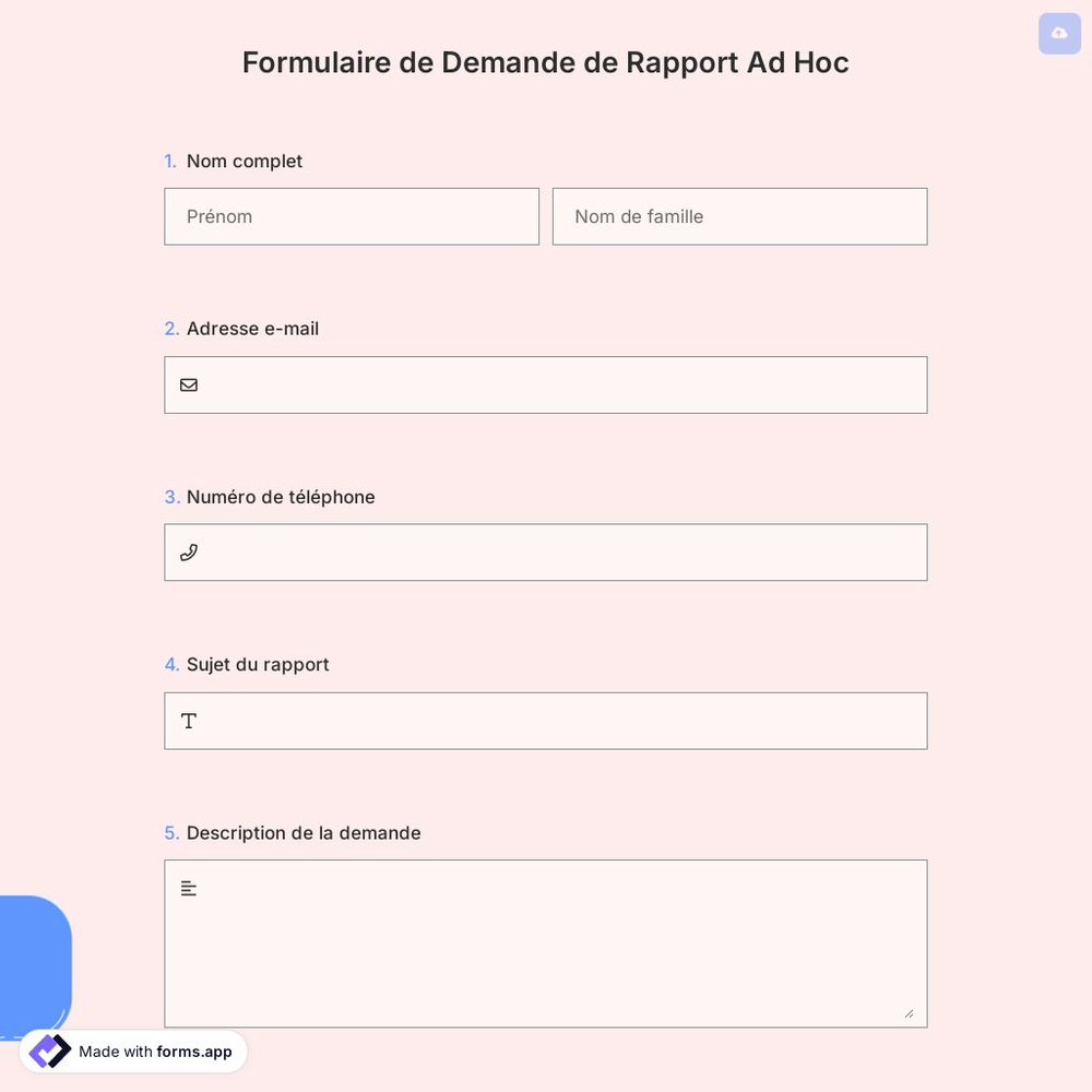 Formulaire de Demande de Rapport Ad Hoc