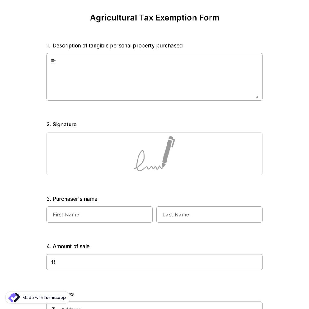 Agricultural Tax Exemption Form