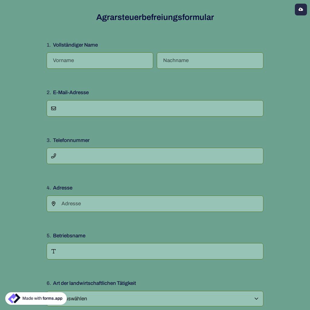 Agrarsteuerbefreiungsformular