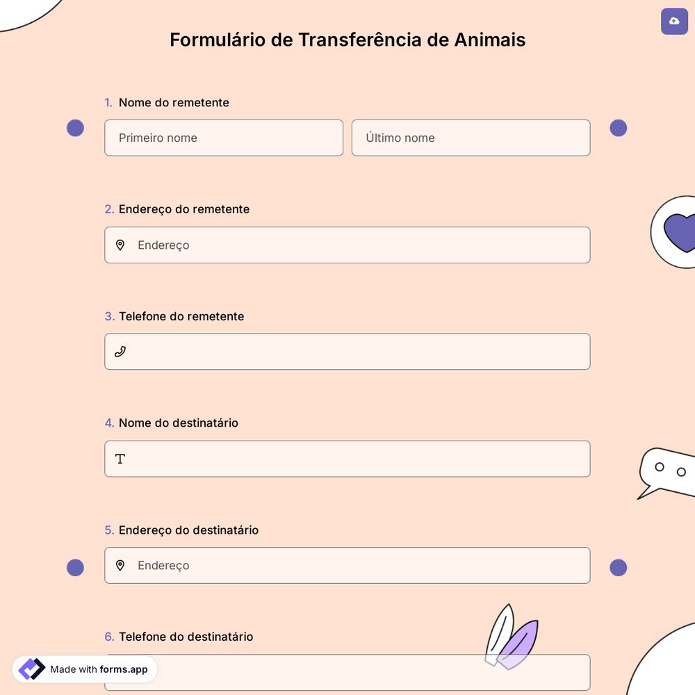 Formulário de Transferência de Animais