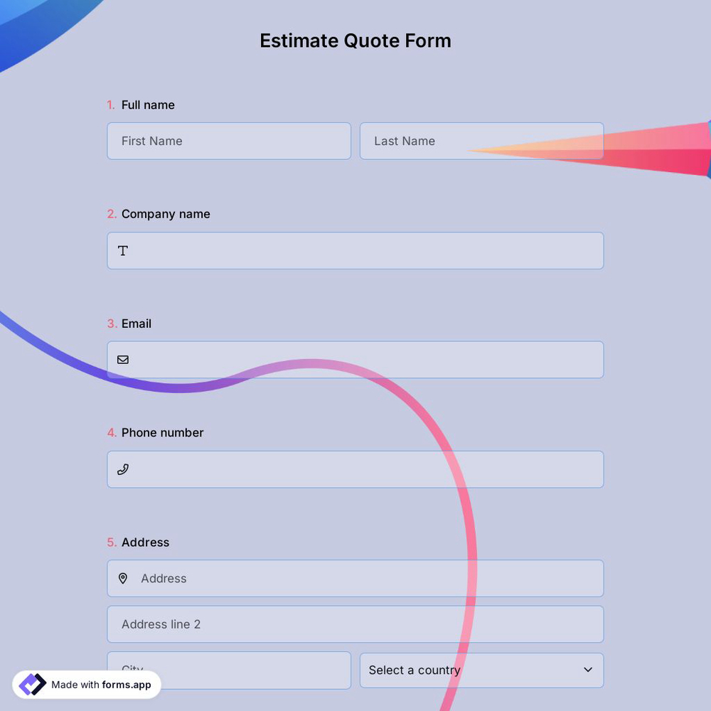 Estimate Quote Form