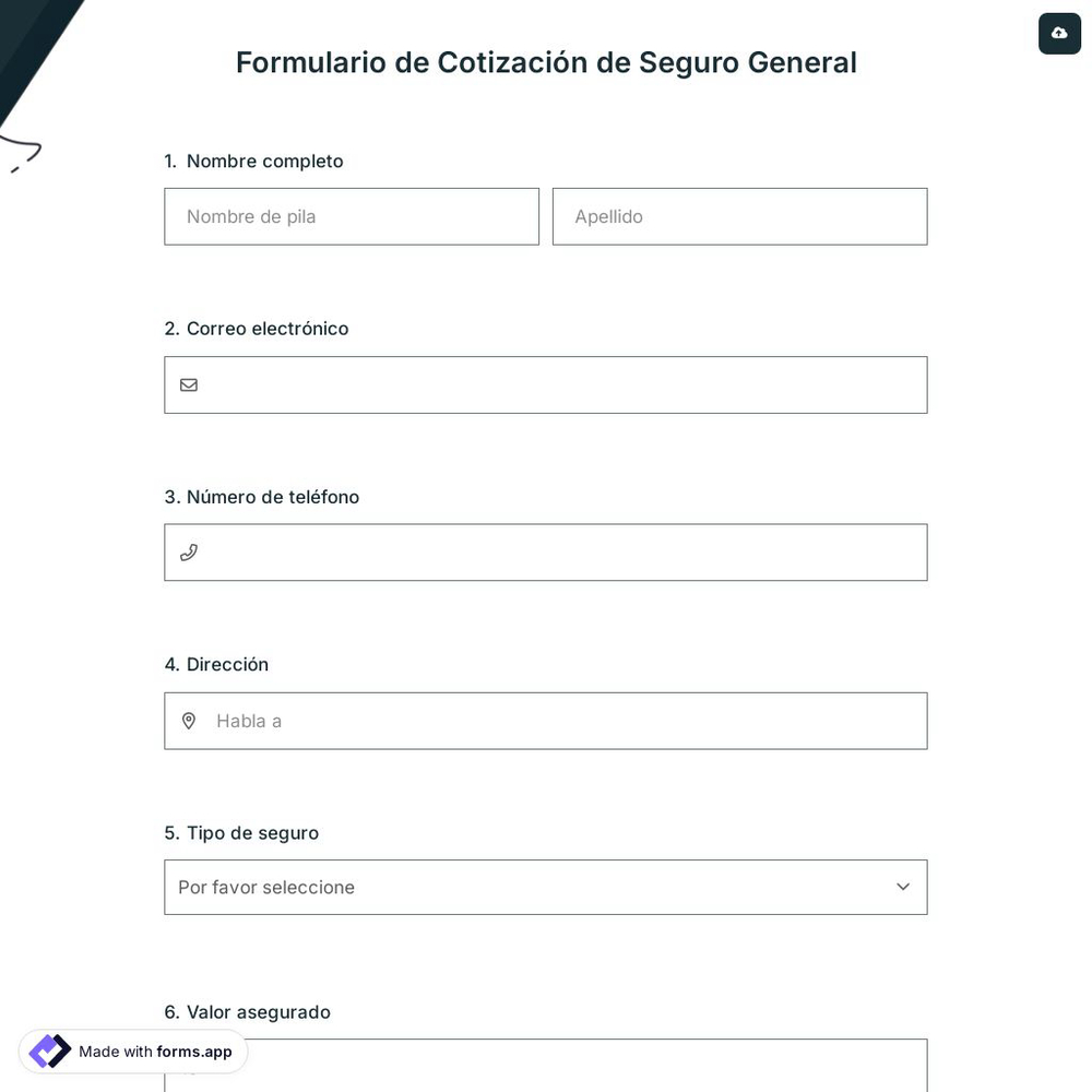 Formulario de Cotización de Seguro General