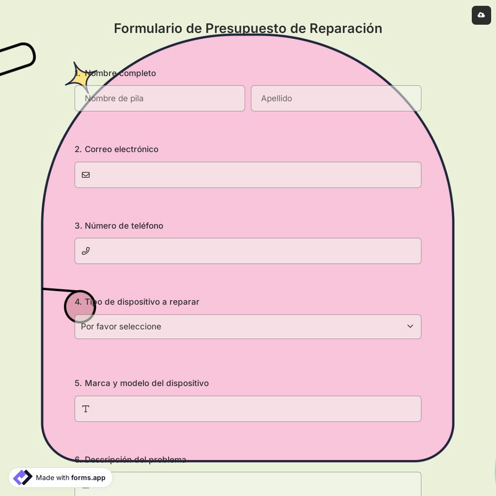 Formulario de Presupuesto de Reparación