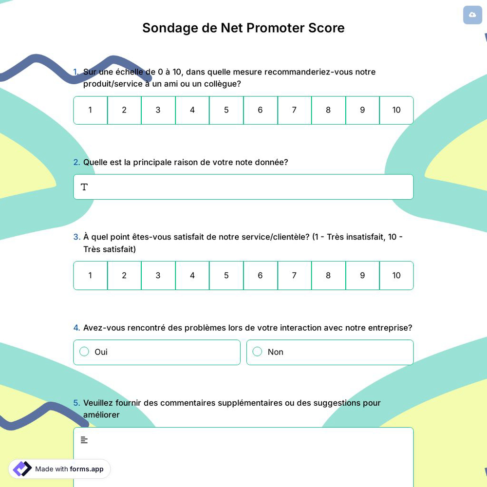 Sondage de Net Promoter Score