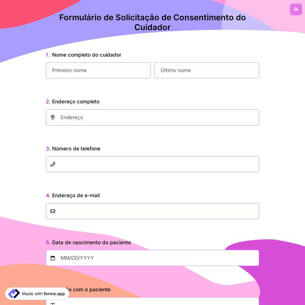 Formulário de Solicitação de Consentimento do Cuidador