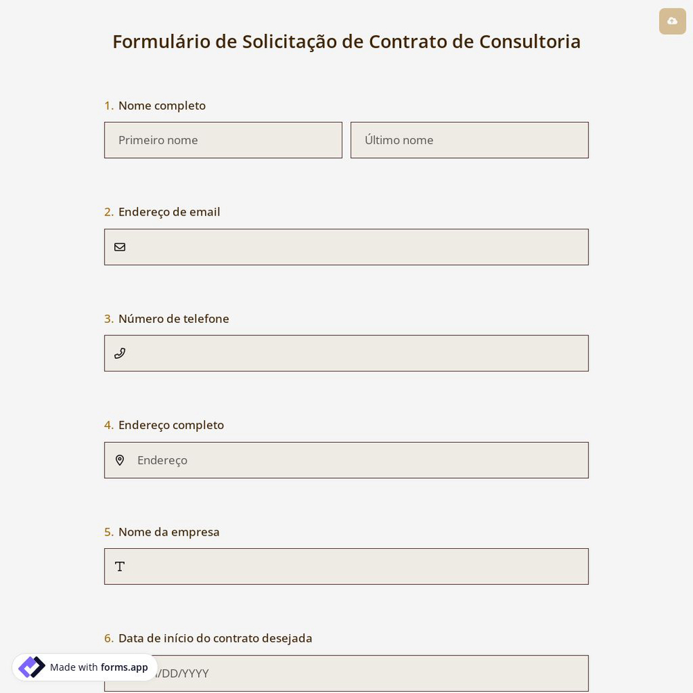Formulário de Solicitação de Contrato de Consultoria