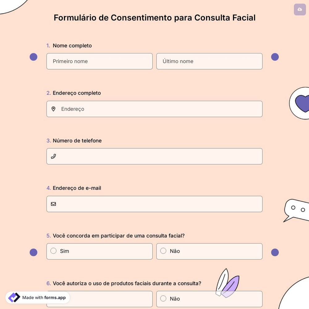 Formulário de Consentimento para Consulta Facial