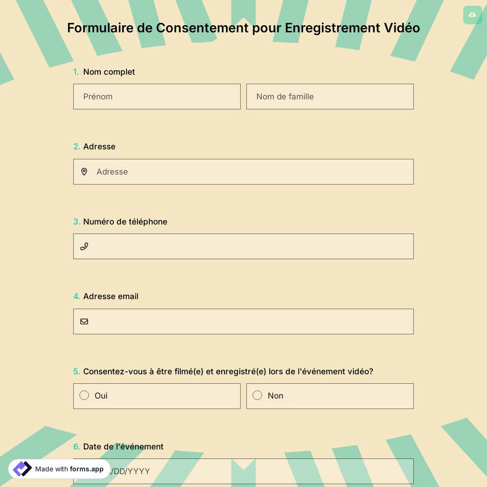 Formulaire de Consentement pour Enregistrement Vidéo