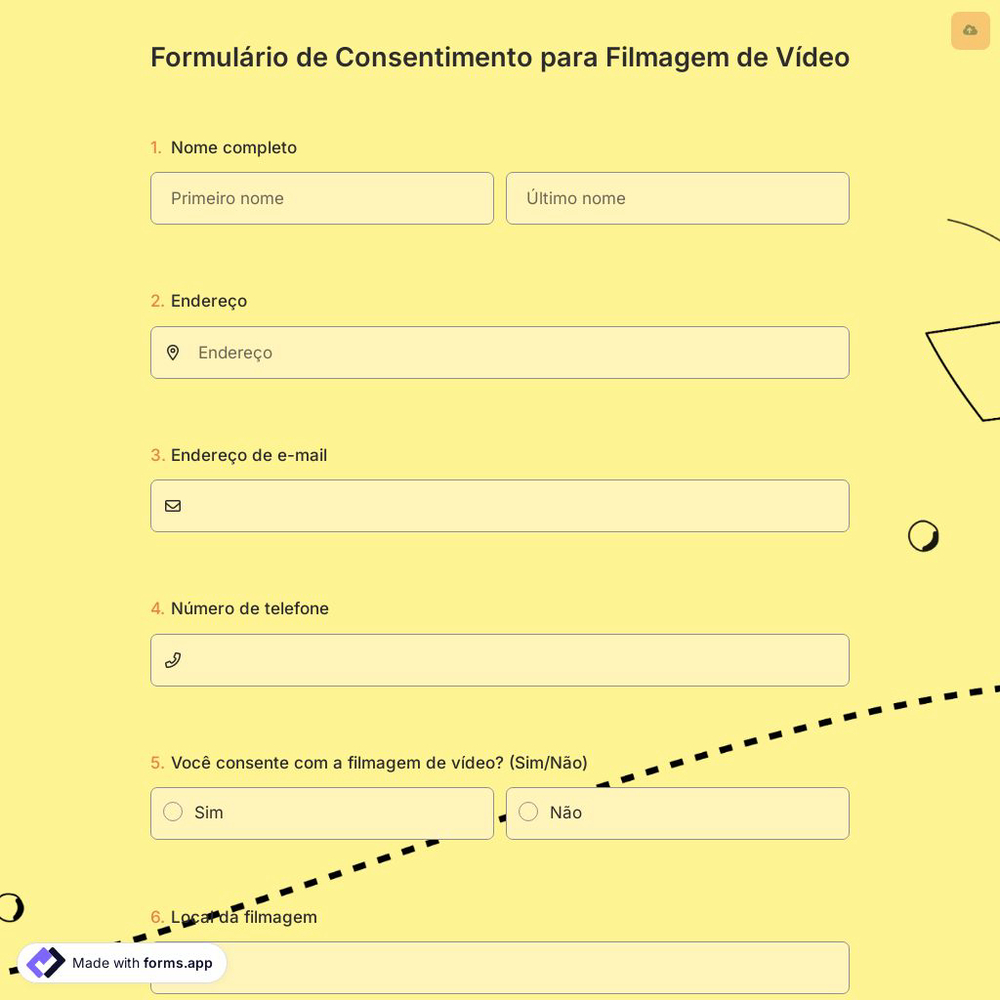 Formulário de Consentimento para Filmagem de Vídeo