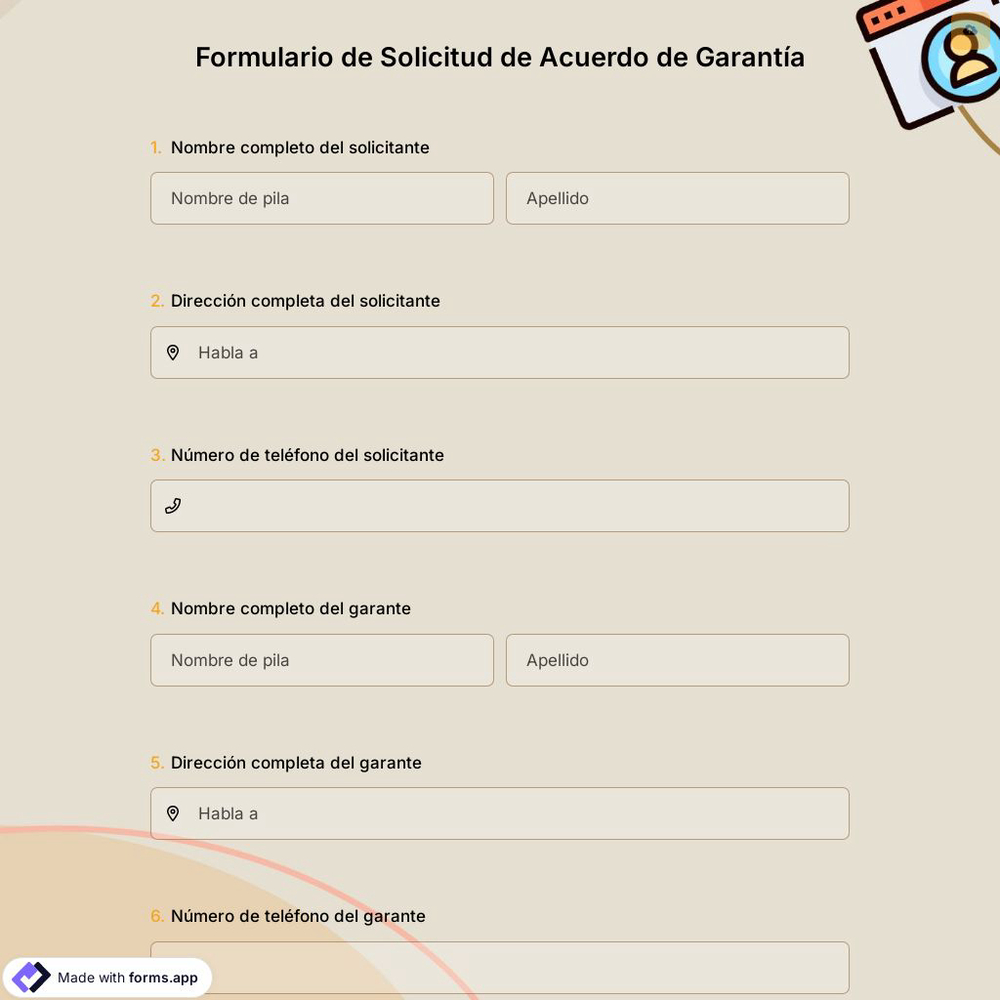 Formulario de Solicitud de Acuerdo de Garantía