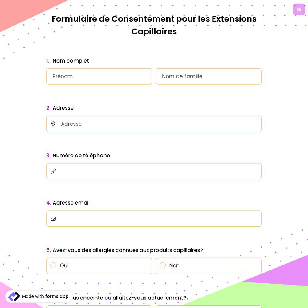 Formulaire de Consentement pour les Extensions Capillaires